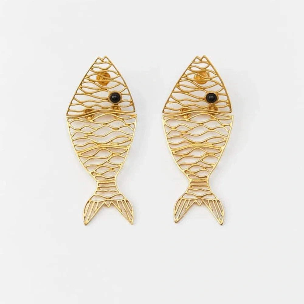 New ZARA Fish Statement Earrings - Picture 3 of 11